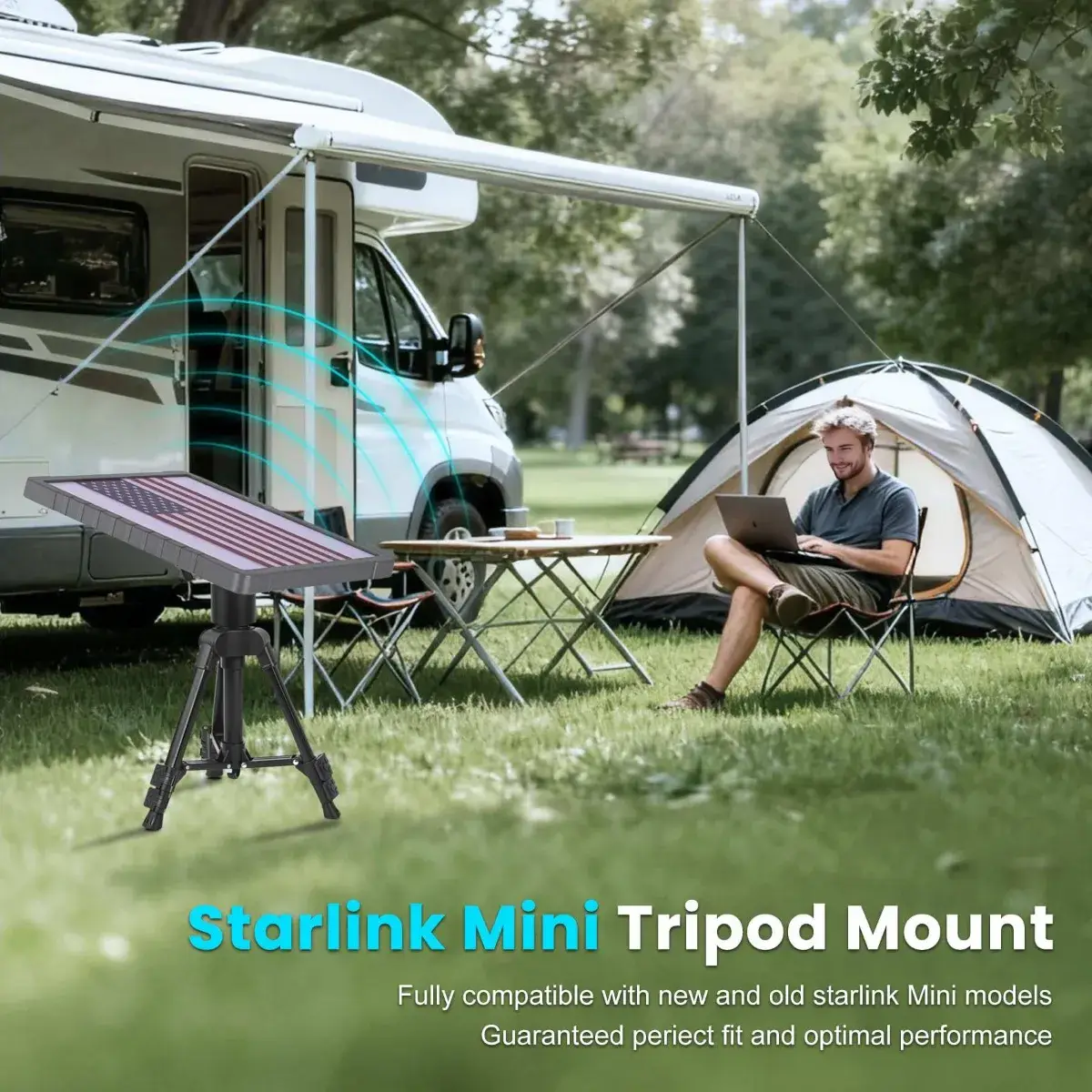 Starlink Mini Tripod Mount Height Adjustable Lightweight Tripod with Aluminum Adapter Compatible with Starlink Mini Satellite Suitable for Outdoor Camping RV Travel - Image 5